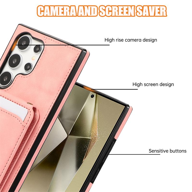 Card Solt Wallet Holder Leather Case for Samsung Galaxy S24 S22 Ultra S23 Plus S21 Fe A55 A15 A54 A34 A52 A72 5G Crossbody Cover