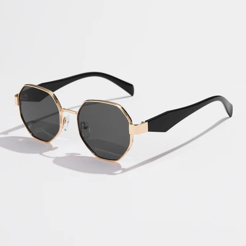 Polygon Metal Sunglasses Women Vintage Frames For Female Sun Glasses Luxury Brand Design Punk Eyeglasses Driving Shades UV400