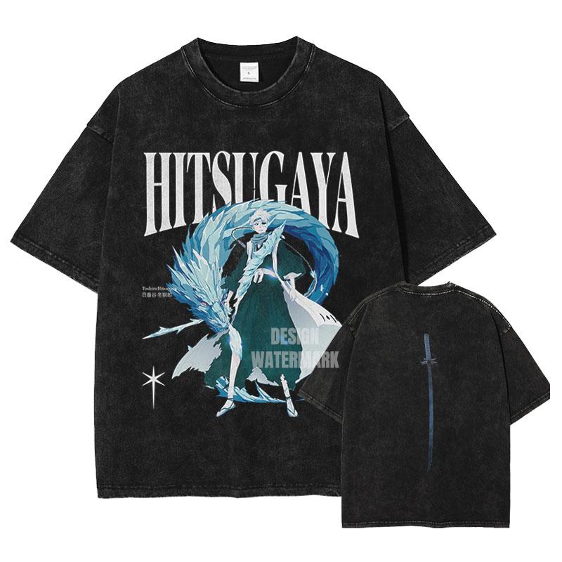Anime Bleach Tričko Nadměrné Velikosti Vintage Prané Trička Zaraki Kenpachi Retro Harajuku Ichigo Rukia Topy Trička Pánské 100% Bavlna