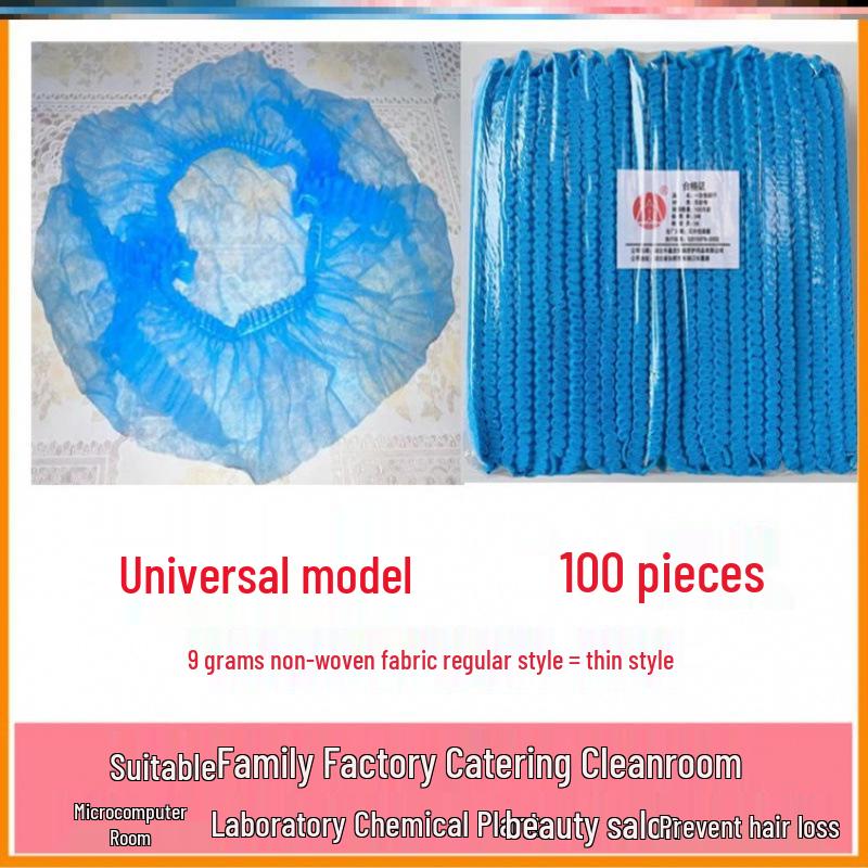 Disposable Black Hairnet Cap - Non-woven Fabric for Industrial Use