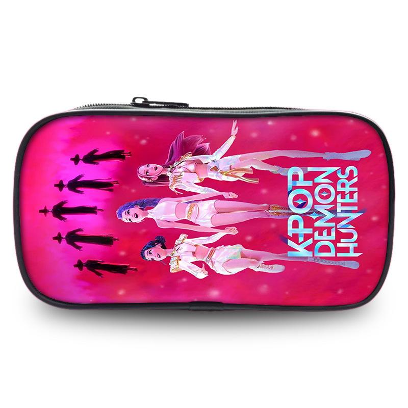Kpop Demon Hunter Pencil Case Primary and Secondary School Pencil Case Girls Large Capacity Kindergarten Three-layer Zipper Lightweight Stationery Box