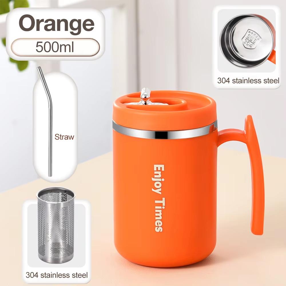 500ML Tea Cup With Strainer And Straw Stainless Steel Liner Coffee Mug With Lid Water Bottle Office Christmas Gift Drinkware