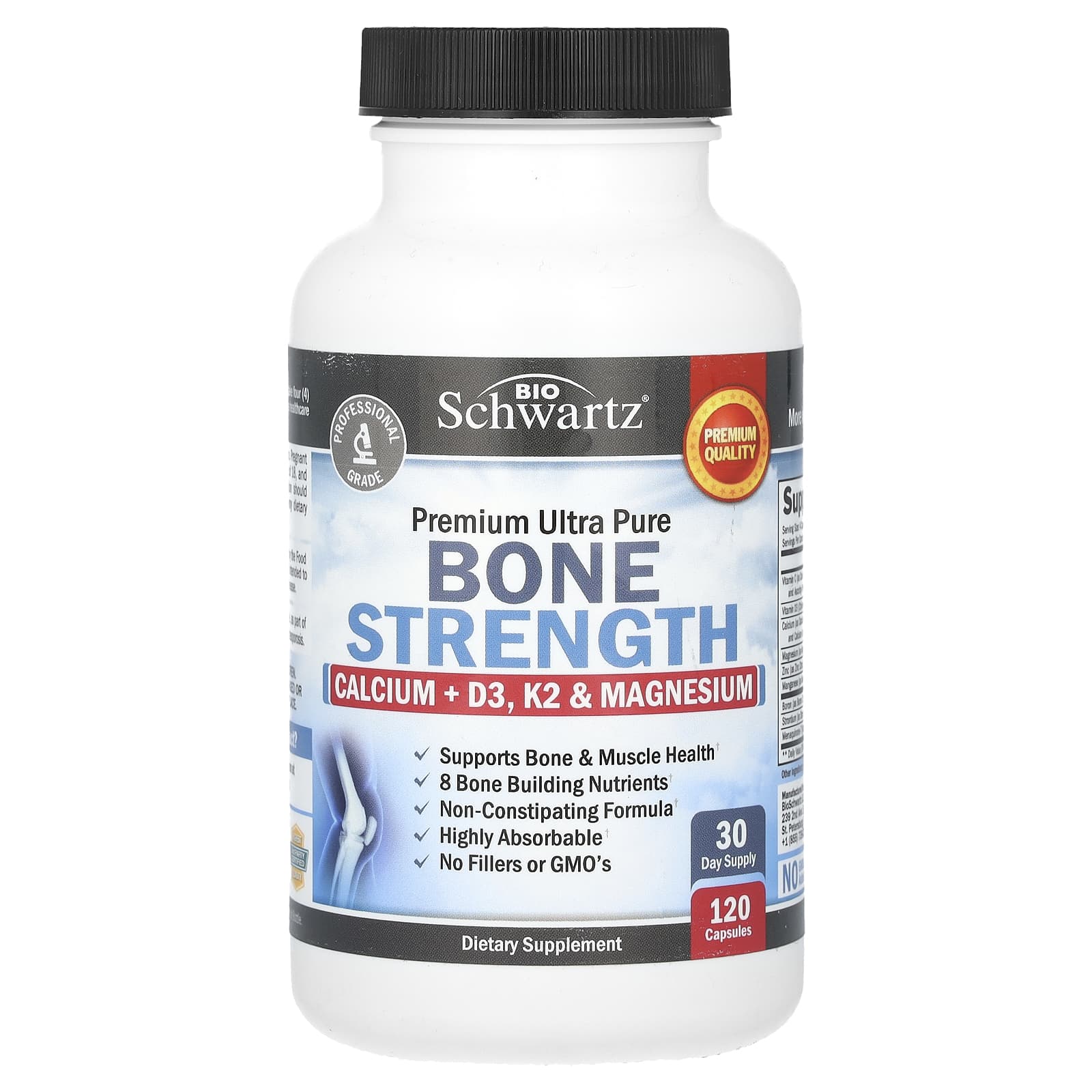 

Bone Strength, Calcium + D3, K2 & Magnesium, 120 Capsules