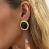 Retro Resin Acrylic Oval Stud Earrings Rings for Women Trendy Gold Color Geometric Earrings Fashion Jewelry Accessories Gift