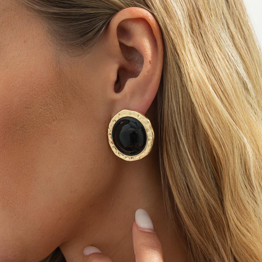 Retro Resin Acrylic Oval Stud Earrings Rings for Women Trendy Gold Color Geometric Earrings Fashion Jewelry Accessories Gift