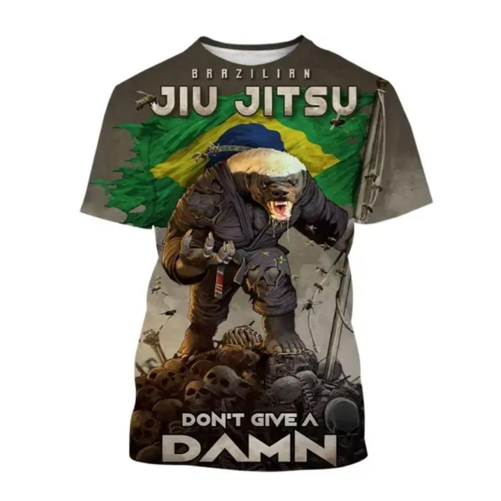 Men's Shirt Jujitsu Enthusiast Wrestle Clothing Funny Animal T Shirt For Men Summer Oversized Top Casual O-neck Short Sleeve