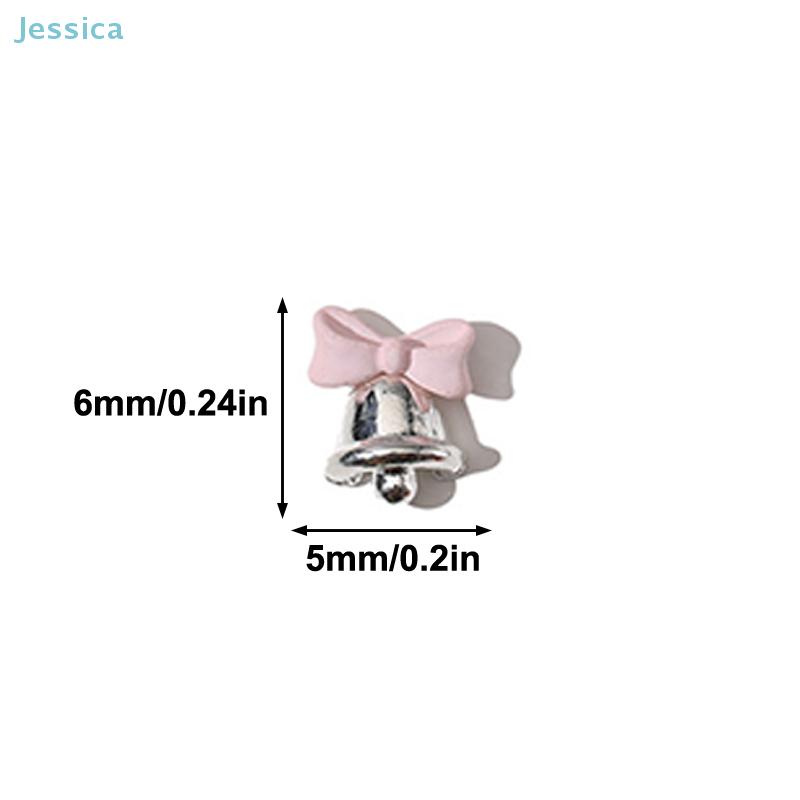 5Pcs Mini Colorful Bow Metal Bell Nail Art Charms Accessor Parts For Manicure Decor Christmas Nails Decor Supplies Material