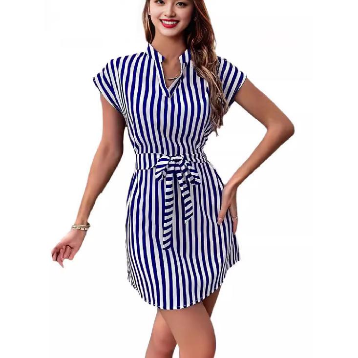 Spring And Summer New Sexy Elegant Versatile Daily Dating Dancing Solid Color Printed Short Sleeved Dress