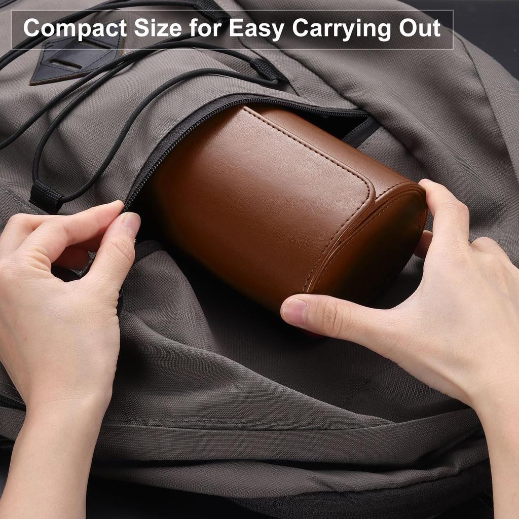 Uxcell Watch Travel Case, Single Slot, Portable Leather Watch Case, Unisex, with Removable Cushion, for Travel, Display, Home Storage, Coffee
