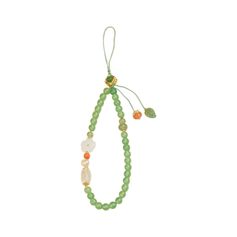 Ran Pu Chinese Style Jade Phone Wrist Strap: Spring Collection Beaded Lanyard for Women