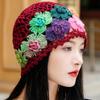 Cotton Crochet Brimless Hat With HollowOut Flower Design Summer Vacation Casual Skull Cap For Women Everyday Wear