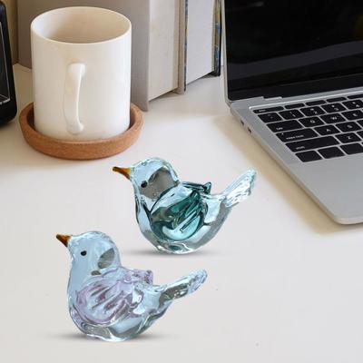 Blown Mini Bird Figurine Handcrafted Glass Tiny Bird Statue Collectible Bird Ornament