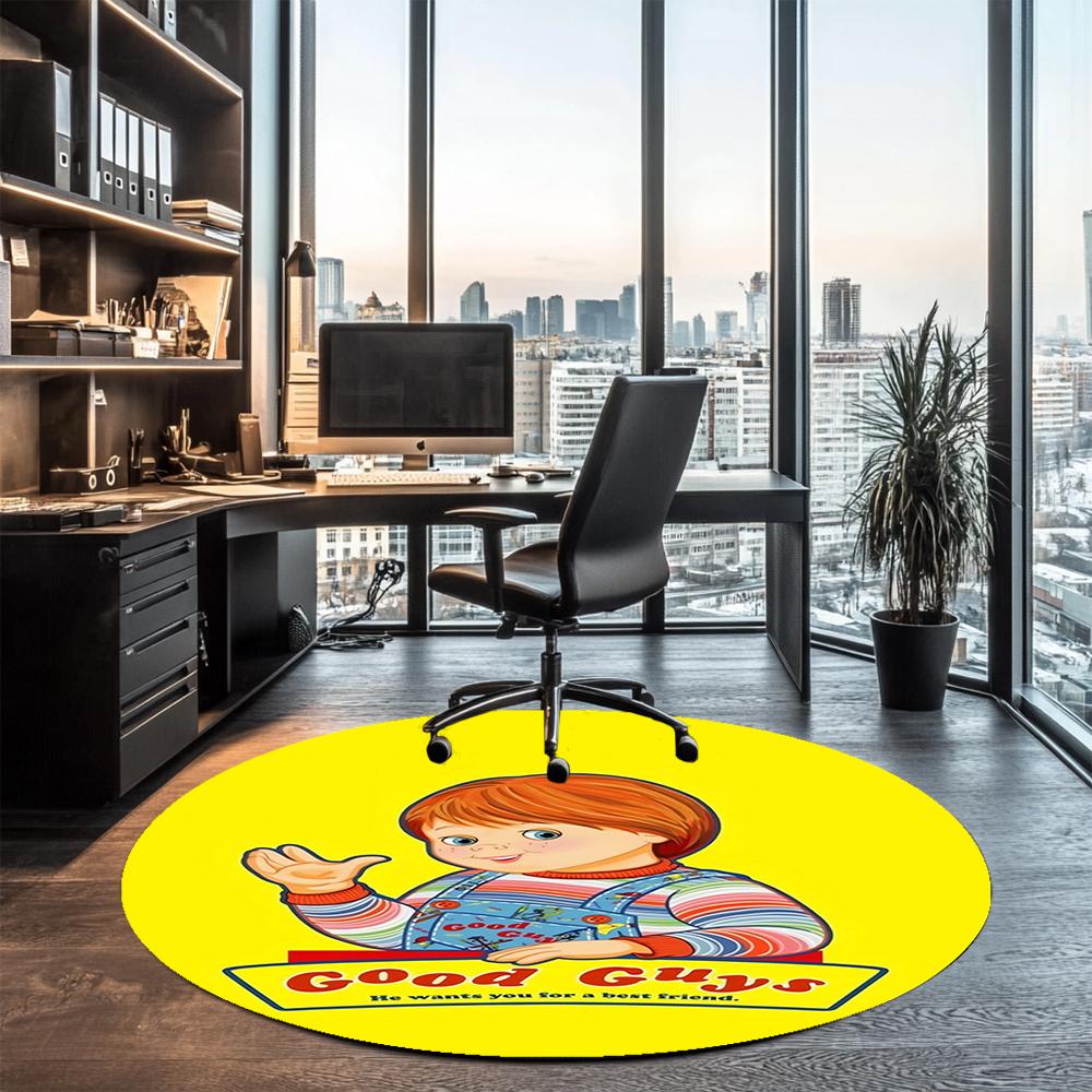 Chucky Printed Round Rug Carpet Chair Rug Area Rug Entryway Doormats,for Office Chair Living Room Bedroom Kitchen Room.