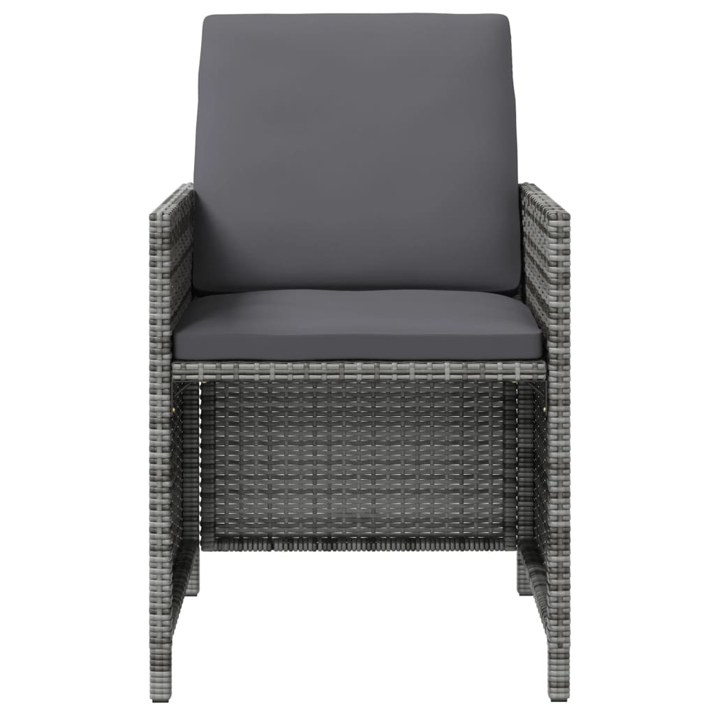 4 Piece Garden Chair and Footstool Set Grey Poly Rattan