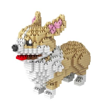 KNEW BUILT Cute Corgi Dog Model Mini Building Blocks Puzzle Toys for Children Adult Beginner Hughes Dachshund Pet Style Brick