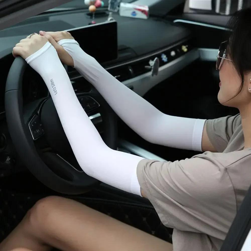 Unisex Cooling Sun Protection Arm Sleeves Fingerless Long for Cycling Fishing Outdoor Anti-Sunburn Sports Cuffs