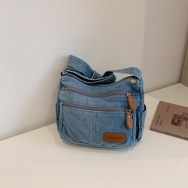 Borsa in Denim da Donna a Spalla per Pendolari Borsa a Tracolla di Grande Capacità