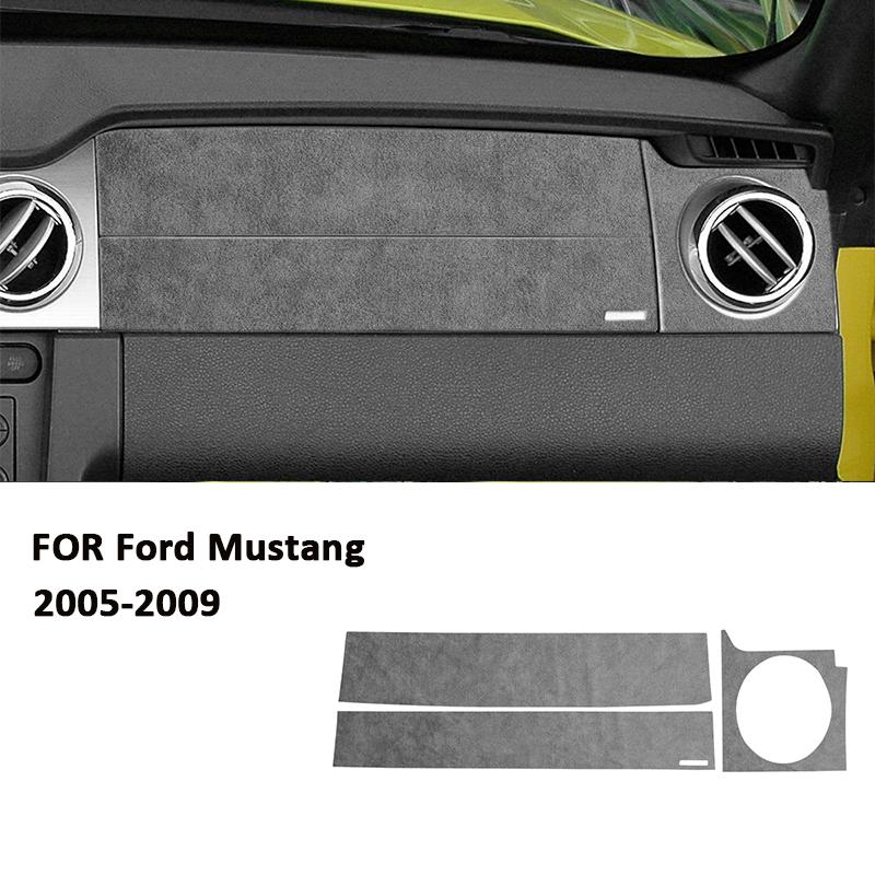 

Для Ford Mustang 2005-2009 Мягкая замшевая ткань Декоративные полоски на приборную панель для переднего пассажира Аксессуары для интерьера Декоративная наклейка чёрный