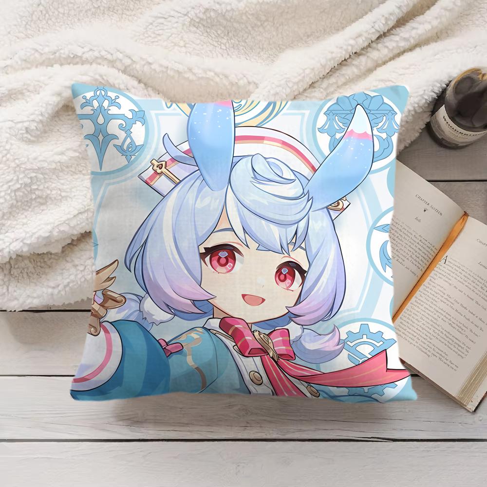 Sigewinne Genshin Impact Cushion Cover Silky Short Plush Invisible Zipper Dustproof Sofa Pillow Case For Home Decor
