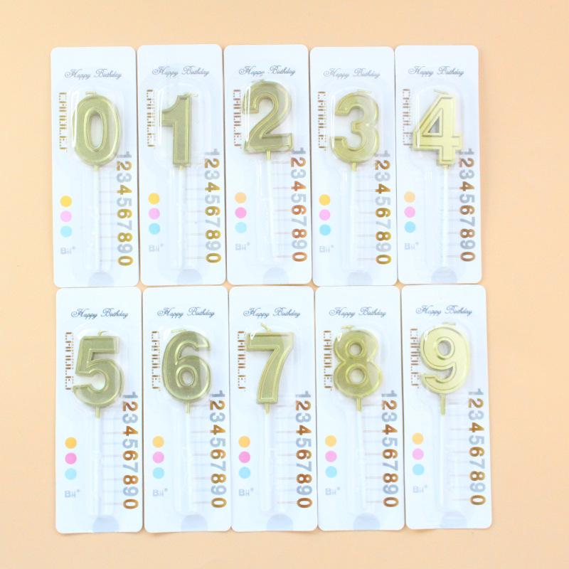 New Creative Suction Card Silver Three-dimensional Birthday Numbers 0-9 Cake Candles Children's Adult Party Decoration Candles