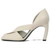 Fashionable Comfortable Asymmetrical Chunky Heels Women Heels White 11226510001