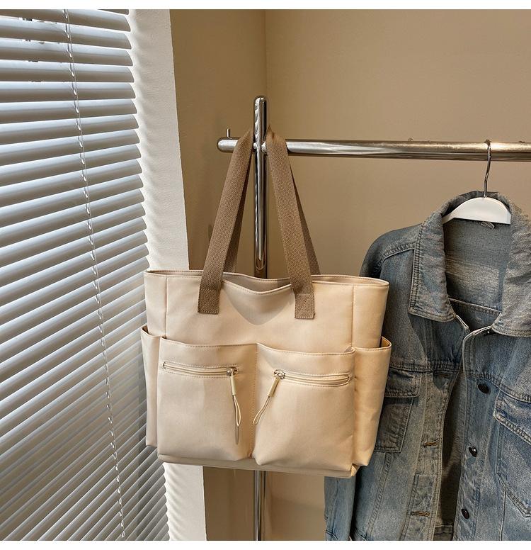 Versatile casual nylon bag women's 2025 new large-capacity commuter tote bag simple shoulder handbag