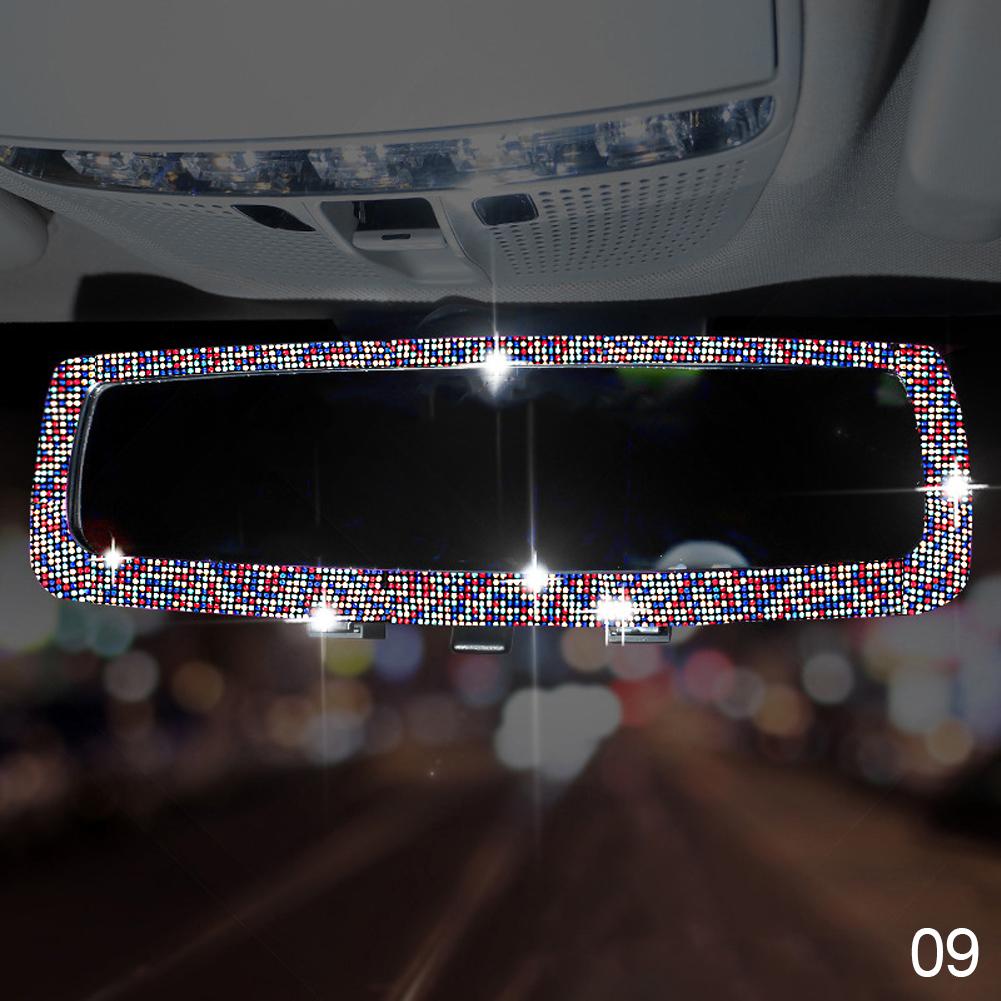 New Rhinestone Car Rearview Mirror Car Charm Bling Rearview Mirror Cover for Girls Pink Auto Accessories Interior for Woman