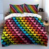 Colorful Heart Pattern Decor Set Soft Comfortable Duvet Cover Bedding Set Included 1*Duvet Cover & 2*Pillowcases, Gift