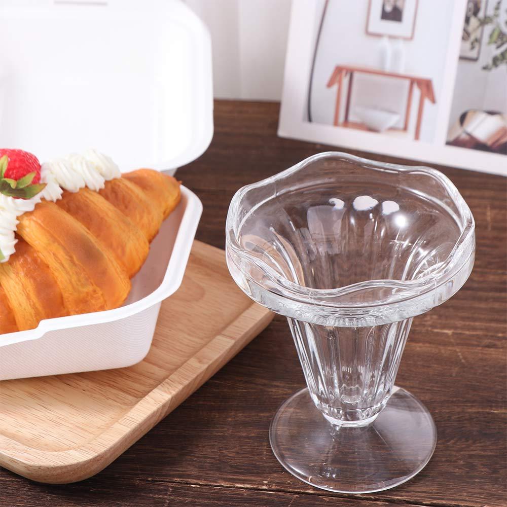 Elegant Glass Pudding Cups Transparent Glass Goblet Creative Ice Cream Cup  Dessert