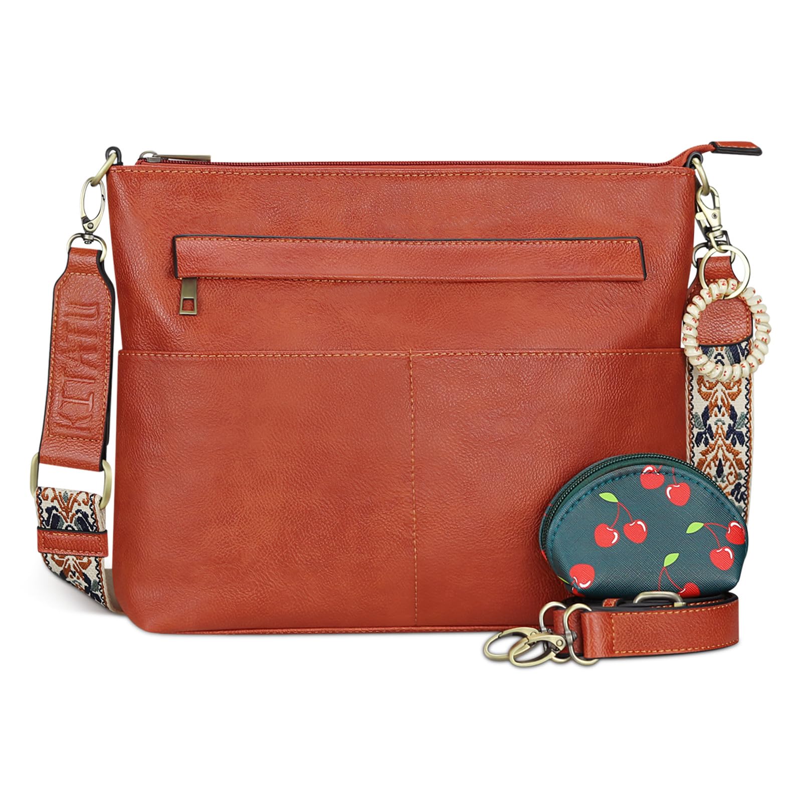 

K I T A T U Upgraded Shoulder Bag for Crossbody Tote Large Perfect for and Adjustable Includes Key Ring and Cosmetic Pouch Women, Bag, Bag, Capacity, помаранчевий
