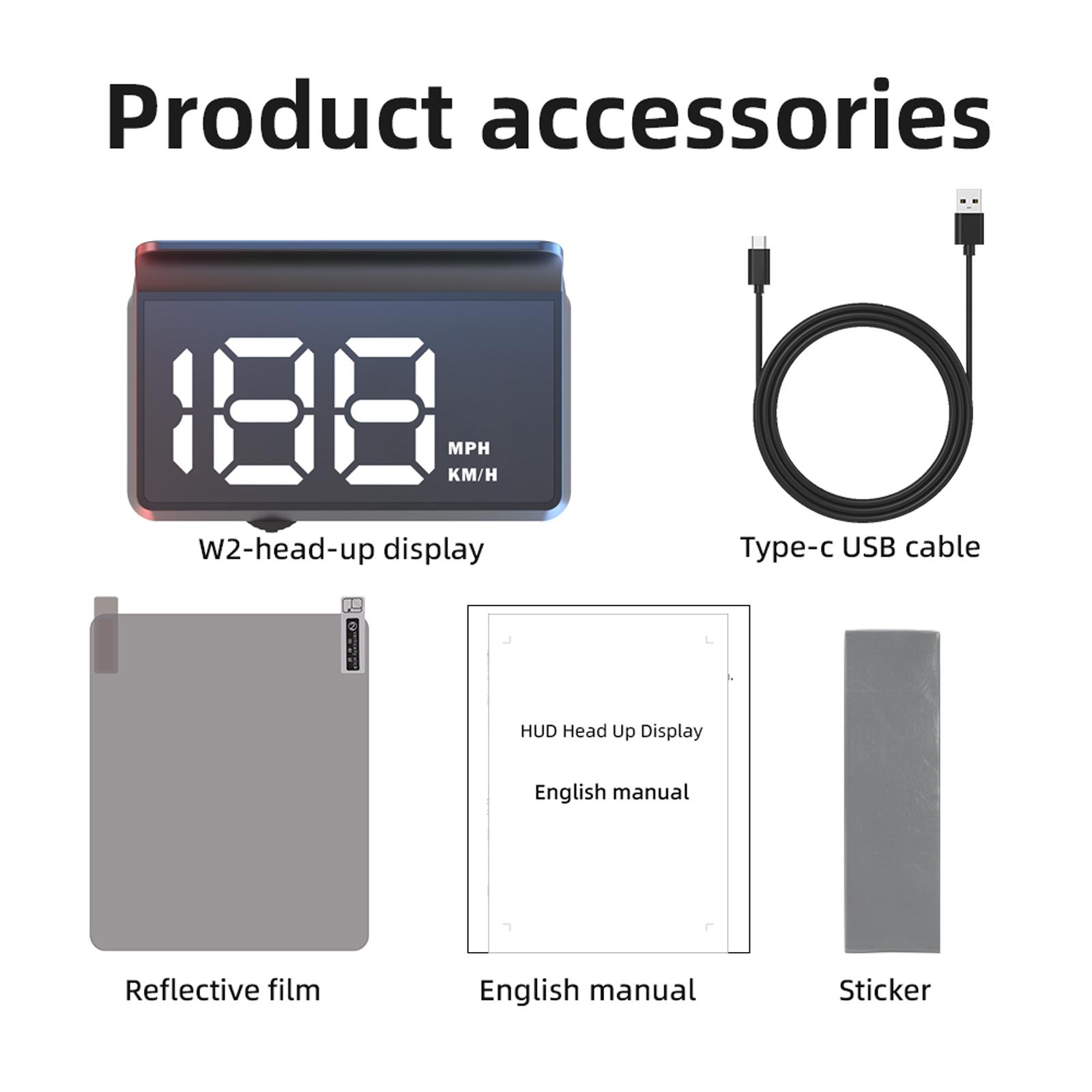 

Head Up Display Windshield Car Speedometer Projector Accessories GPS HUD for All Car Truck Speed KM/H MPH Interior Accessories білий