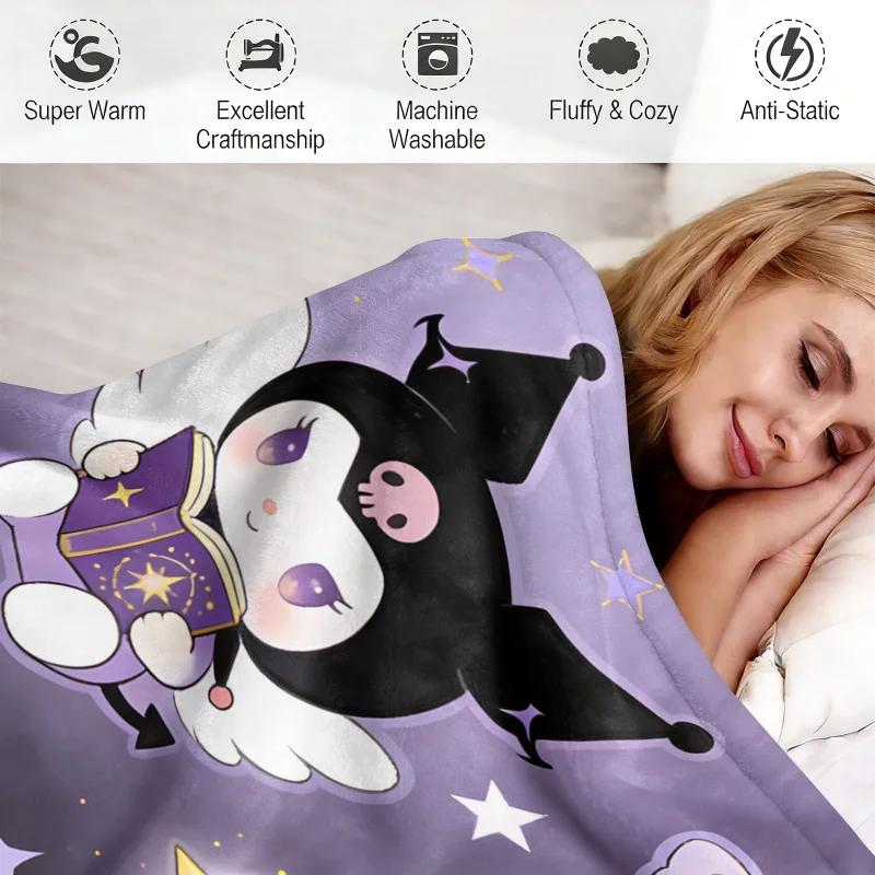 Hello Kitty Cute & Sweet Flannel Fleece Blanket Soft Warm Fluffy Throw Cute Sofa Bed Cover Office Nap Shawl Lightweight Blanket