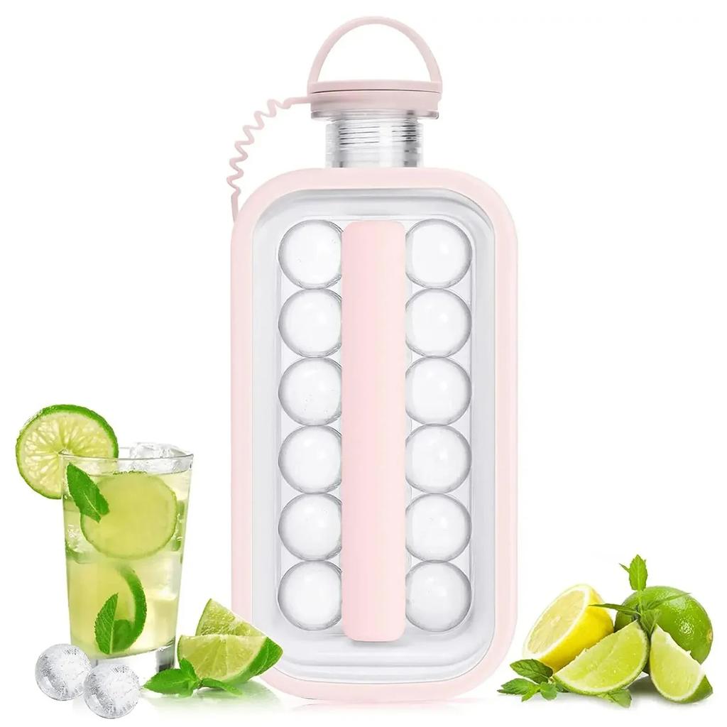 Hot Selling Convenient 2-in-1 Silicone Ice Making Water Bottle with 17 Cooling Ice Tray, Ice Cream Whiskey, Folding Ice Maker