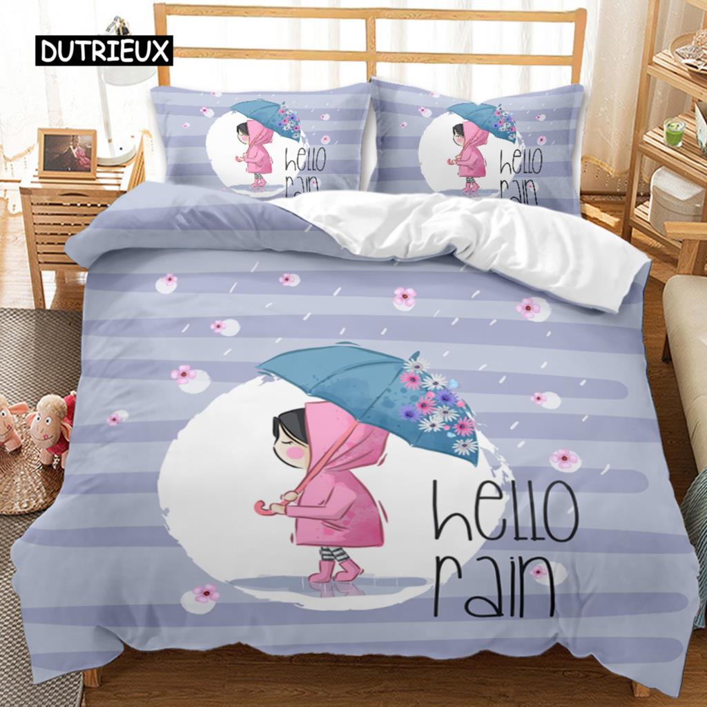 Cartoon Bed Cover Kawaii Room Cozy Reversible Comforter Cover Adorable Cartoon Animal Kitten Lovely Love-themed Long-lasting Polyester Qulit Cover