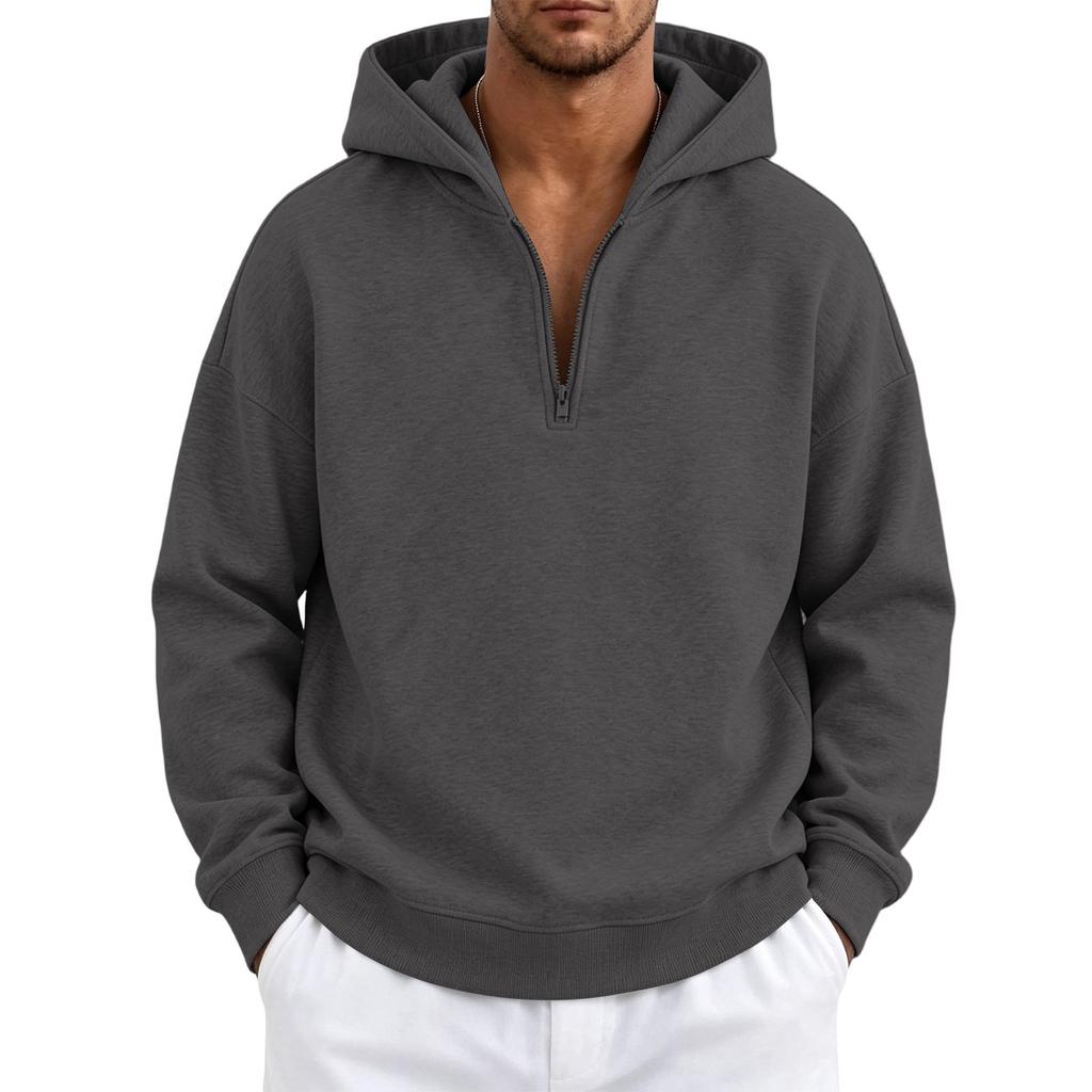 Felpa con cappuccio e zip da uomo, vestibilità larga, pullover con cappuccio, abbigliamento sportivo leggero per primavera, autunno, streetwear