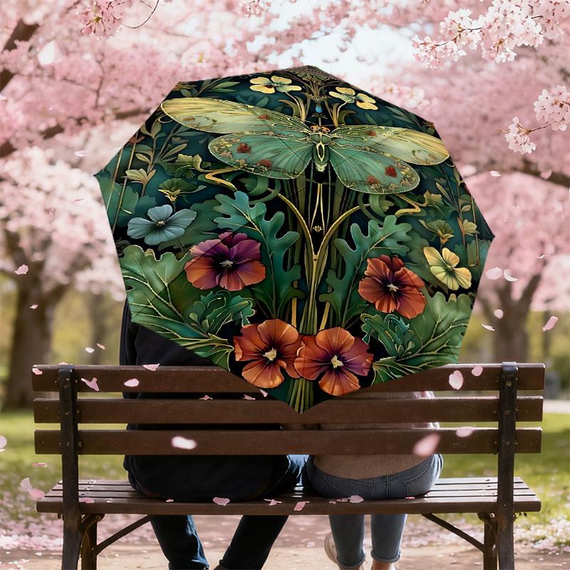 1PC Butterfly Flowers Automatic Open/Close Umbrella Compact Folding Umbrella with 8-Rib Shaft lightweight esign, Fashion Lovers1223A