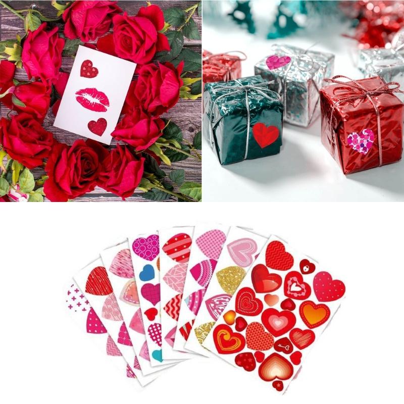 Heart Shaped Stickers Pack of 24 Love Decorative Stickers Valentines Stickers for Kid Love Stickers Gift for DIY Cards