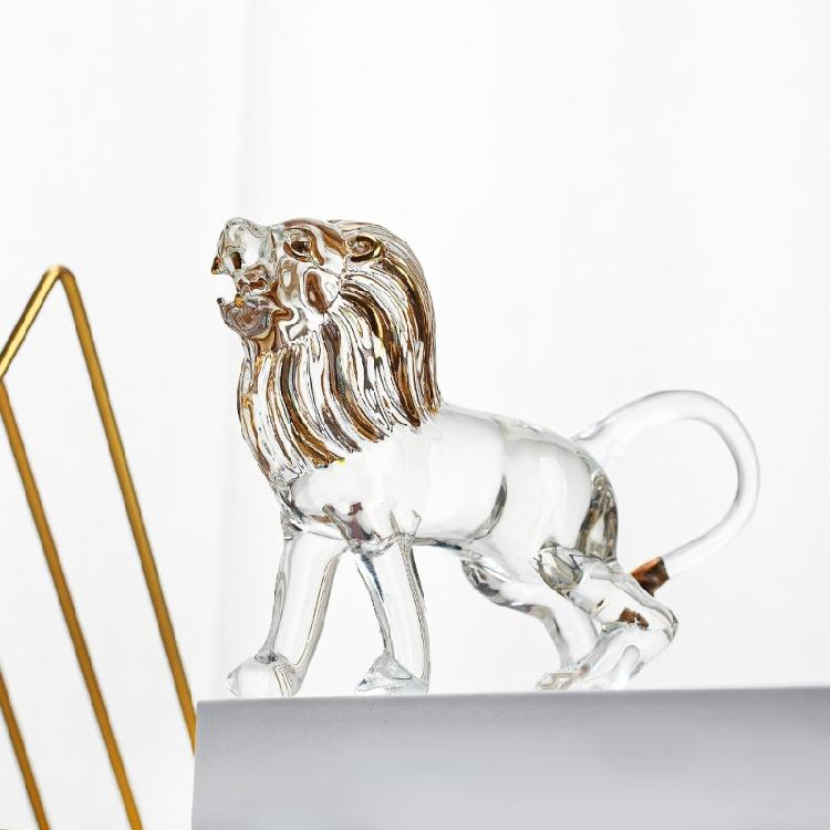 Blown Glass Lions Figurines Crystal Lions Statue Glass Art Wildlife Animal Sculptures Ornament Paperweight Collections