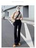 Damskie Jeansy Dzwony Plus Size Czarne z Wysokim Stanem Elastyczne - Wiosna/Jesień