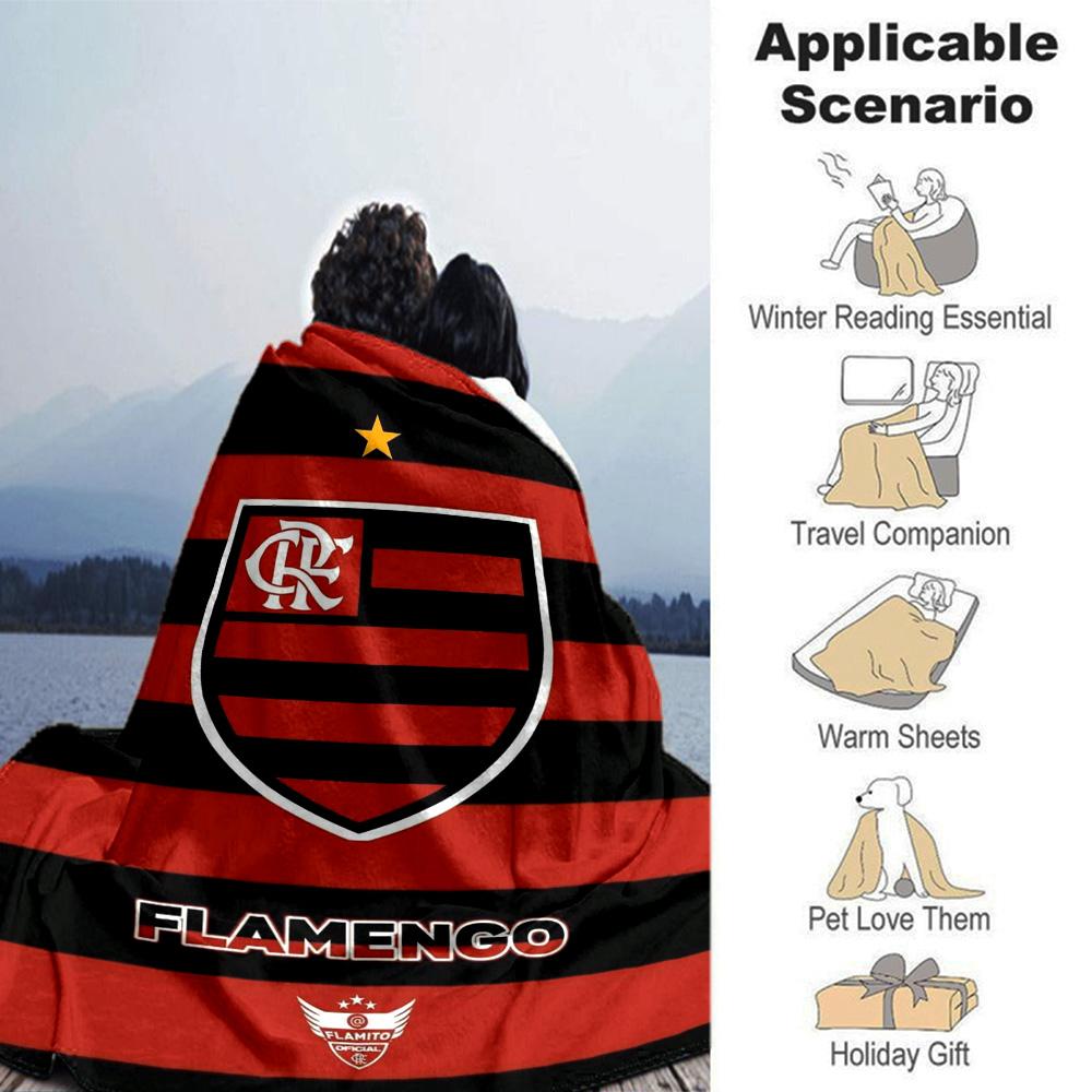 Flamengo logo Print Flannel Blanket High Quality Warm Comfortable Cover for All Seasons Perfect for Gifts Home Decor