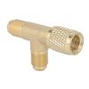 Schnellkupplungs-T-Adapter mit Ventileinsatz aus Messing, 1/4 Zoll SAE, robuste Struktur für R22, R12, R134