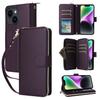R20 For iPhone 14/13 Case Zipper Pocket Leather Phone Cover Stand View