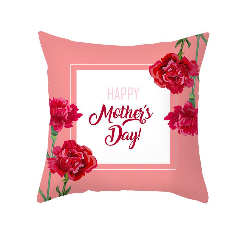 New Mother's Day Printed Pillow Cover Peach Skin Home Sofa Decoration Pillow Bedroom Cushion Pillow Cover