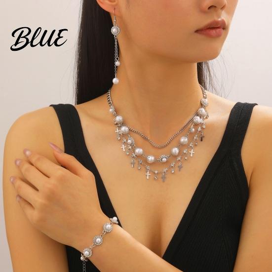 Mixed Match Jewelry Set 3Pcs/Set Women Rhinestones Inlaid Imitation Pearls