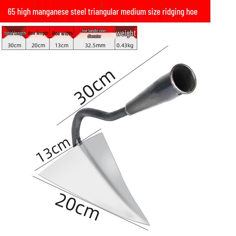 Trójkątna motyka ze stali manganowej do kopania rowów i sadzenia warzyw - Kompletny zestaw narzędzi rolniczych