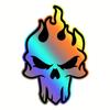 2Pcs Holographic Flame Skull Decals Waterproof Glossy Stickers Fit Motorcycle Bike Body Car Fuel Tank Decor