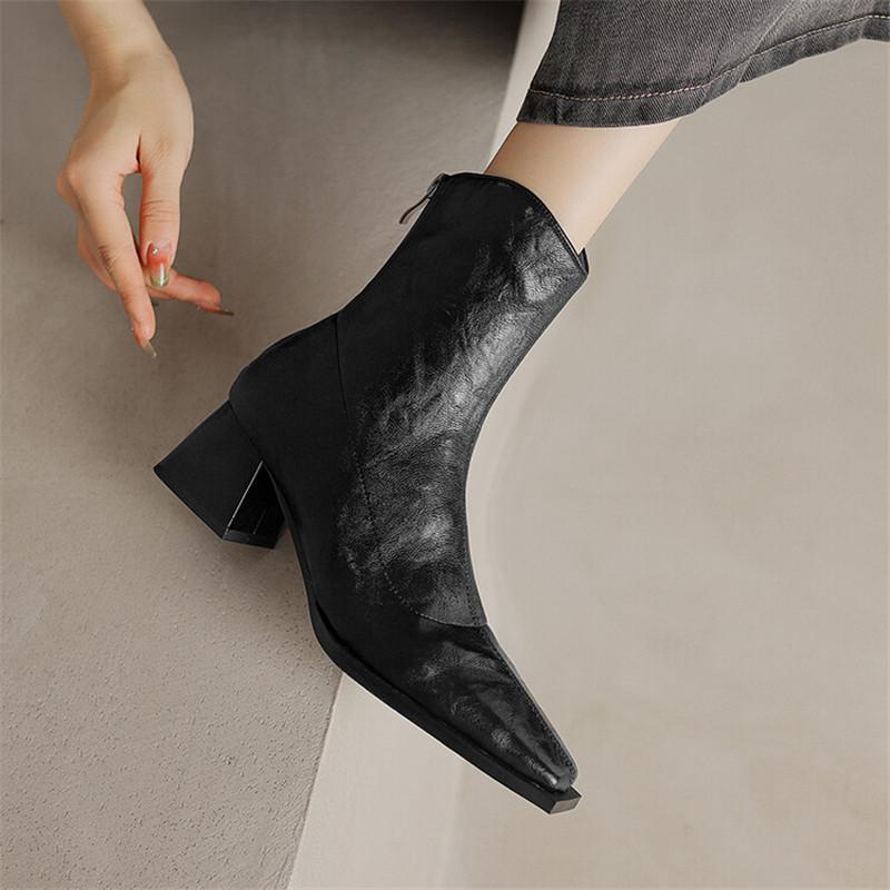 Fashion New Autumn Winter Women Boot Fashion Square Toe Boots for Women Short Boots Ladies Shoes Western Boots Zapatos Mujer High Heels