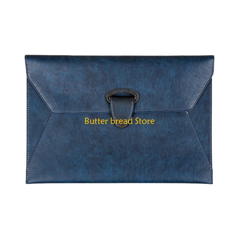 W89C Handheld File Storage Bag Leather Leather Laptop Sleeve Computer Case Leather Document File Folder for Travel