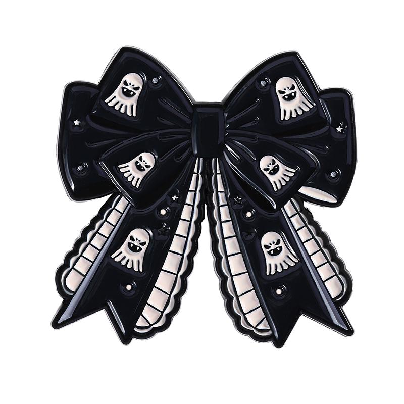 Punk Gothic Bow Enamel Pins Custom Spider Bat Skeleton Brooches Lapel Badges Clothes Funny Jewelry Gift for Friends