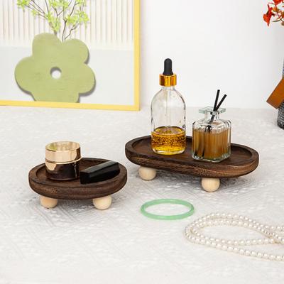 Holz Erhöhungs Tablett Multifunktionales Rundes Ovales Dekotablett Podestständer Badezimmer Theke Schmuck Organizer Tablett Dekor